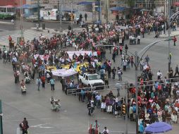 Un contingente de profesores viajó a la Ciudad de México para participar en la marcha programada. NTX /