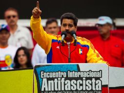 El Presidente de Venezuela, Nicolás Maduro, habla en un acto en Caracas ante sus simpatizantes. EFE /