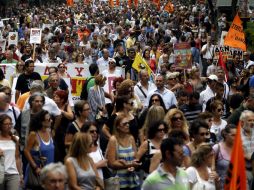 Profesores participan en la protesta convocada en Atenas, Grecia. EFE /