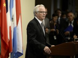 El embajador ruso ante la ONU, Vitaly Churkin durante el informe de la ONU sobre el uso de armas químicas en Siria. EFE /