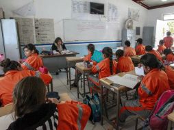 Imagen de un aula de la Telesecundaria Francisco J. Mujica, en Tonalá.  .  /
