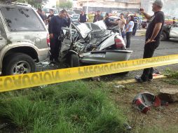 Uno de los vehículos involucrados en el accidente; el sujeto ue llevado en calidad de detenido a la Cruz verde de Tonalá.  /