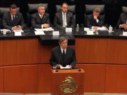 Cuauhtémoc Cárdenas, durante su participación en el Foro sobre Iniciativas en Materia Energética, en el Senado de la República. SUN /
