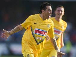 Sambueza celebra la anotación con la que el América se mantiene en la cima del Apertura 2013. MEXSPORT /