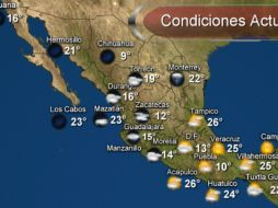 Las condiciones actuales del tiempo para este domingo 29 de septiembre de 2013. ESPECIAL /