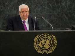 El canciller sirio Walid al-Moalem se dirige ante líderes mundiales en la Asamblea General de la ONU. AFP /
