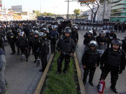 Durante la manifestación de la CNTE en las inmediaciones del AICM, se desplazaron por lo menos 200 elementos de la SSP-DF. NTX /