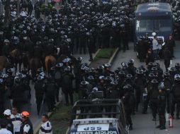 Los elementos de la SSPDF buscan evitar cualquier acto de agresión durante la movilización. SUN /
