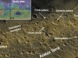 Las características de los cráteres en Arabia Terra indican que se formaron debido a una gran erupción. SUN /