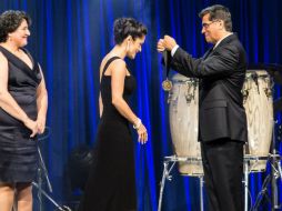 Hayek reconoce el esfuerzo de las mujeres hispanas y los jóvenes llamados ''dreamers''. EFE /