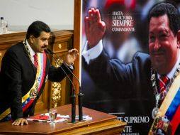 Nicolás Maduro da un discurso ante el pleno de la Asamblea Nacional. EFE /