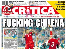 La molestia del diario CRITICA es más que evidente en su portada. Panamá se aleja de Brasil 2014. ESPECIAL /