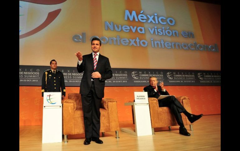 El primer Mandatario, durante su participación en la Cumbre de Negocios, realizada en la Expo Guadalajara. Foto: www.presidencia.gob.mx ESPECIAL /