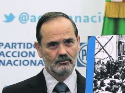 Gustavo Madero, actual líder del blanquiazul nacional, dio por concluidos los trabajos de la 17 Asamblea Nacional Extraordinaria. NTX /