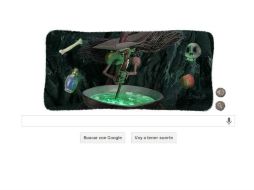 Brujas, hechizos, pócimas y fantasmas rondan el doodle interactivo con el que Google celebra el 'Día de Brujas'. ESPECIAL /