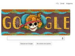 El doodle, tiene una ''catrina'' con flores de cempasúchil en el sombrero y está decorada con papel picado. ESPECIAL /