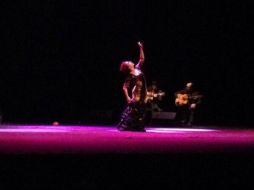 La bailarina, María Juncal, brilló en el escenario al apoderarse de él ejecutando una serie de pasos y taconazos. Foto: @TVFlamenco ESPECIAL /