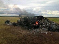 Foto de la aeronave siniestrada tomada por un miembro de la fuerza armada venezolana. Foto:  @vladimirpadrino. ESPECIAL /