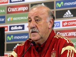 El técnico de la selección española, Vicente del Bosque, durante la rueda de prensa que ha ofrecido en Malabo para anunciar su estadía. EFE /