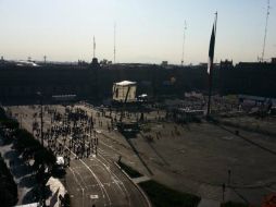 Xavier Garza, Secretario Nacional de Administración del PRD comparte la llegada de inconformes con la reforma al Zócalo. @xgarza ESPECIAL /