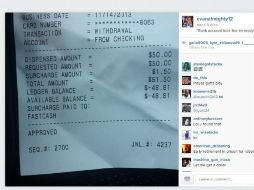 El egresado de la Universidad de Ohio State tiene un saldo de -48.81 dólares. Imagen: Instagram evanalmighty12. ESPECIAL /