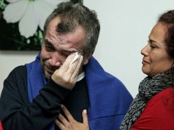 El colombiano John Jairo Guzmán llega a Bogotá repatriado, tras dos meses de estar secuestrado en México. AFP /