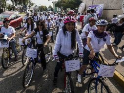Esta mañana se realizó la rodada contra las agresiones hacia las mujeres en la avenida Juárez.  /