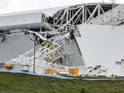 Este fue el resultado del accidente en la sede mundialista. AFP /