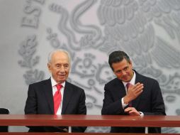 El Presidente de la República, Enrique Peña Nieto, y su homólogo de Israel, Shimon Peres. NTX /