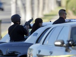 Un equipo SWAT arriba a la zona donde se encuentra el hombre. AP /