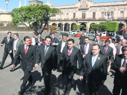 Miembros del Secretariado Ejecutivo del Sistema Nacional de Seguridad Pública se reunieron en la Conferencia Nacional celebrada ayer.  /