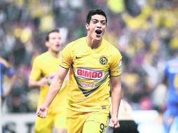 Raúl Jiménez anotó su octavo gol con América para poner adelante a los de Coapa, gol que a la postre amarraría el pase a semifinales. NTX /