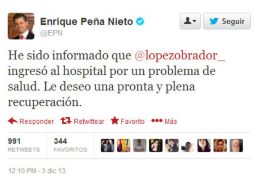 Hasta el momento, el Mandatario ha sido el primero en compartir sus buenos deseos al dirigente de Morena. ESPECIAL /