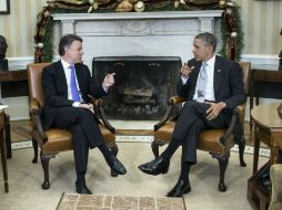 Barack Obama recibe al presidente Juan Manuel Santos en la Casa Blanca. AFP /