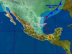 Este martes, el Frente Frío Número 17 se extenderá desde Florida hasta México. Tomada de @conagua_clima. ESPECIAL /