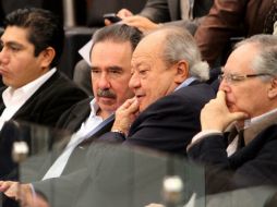 Los senadores, Jorge Luis Preciado, Emilio Gamboa, Carlos Romero y Miguel Romo, durante el análisis y debate de reforma energética. NTX /