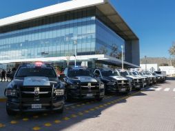 Nueve patrullas se suman al parque vehicular de la policía de Tlajomulco. ESPECIAL /