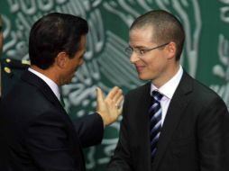 El Presidente Enrique Peña Nieto y el presidente de la Cámara de Diputados, Ricardo Anaya (d). NTX /
