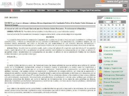 El decreto entrará en vigor este sábado. Imagen: dof.gob.mx. ESPECIAL /
