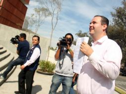 Monraz, dirigente del PAN Estatal, a su llegada a la Ciudad Judicial.  /