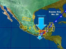 Prevén la continuidad del frente frío 20 hasta el viernes. TOMADA DE @conagua_clima  /