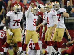 Dawson (9) celebra el gol de campo de la victoria para San Francisco. AP /