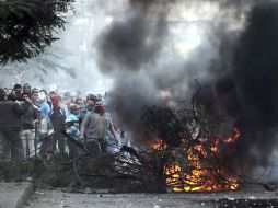 Varios simpatizantes de los Hermanos Musulmanes participan en una protesta en El Cairo. EFE /