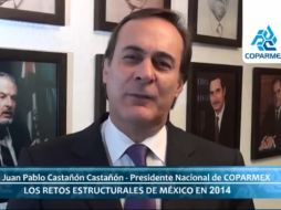 Juan Pablo Castañón Castañón, titular de la Coparmex, pide respetar los principios de solidaridad y subsidiariedad. ARCHIVO /