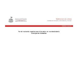 Al consultar la nómina del Ejecutivo aparece el mensaje 'Por el momento nuestros servicios están  en mantenimiento'. ESPECIAL /