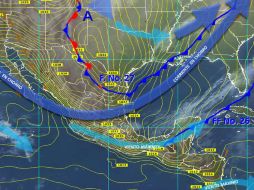 Para mañana se prevé la entrada del frente 28, mientras que el 27 se localizará al oriente de Yucatán. Foto: smn.cna.gob.mx  /
