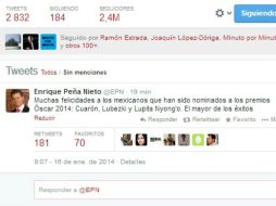 Esta es la mención que Enrique Peña Nieto hizo a los que podrían ser premiados. ESPECIAL /