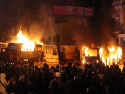 Manifestantes ucranianos en un campamento instalado en la Plaza de la Independencia de Kiev. AFP /