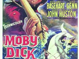 Póster de Moby Dick. El escritor Bradbury fue quien escribió la adaptación de la novela de Herman Melville. ESPECIAL /