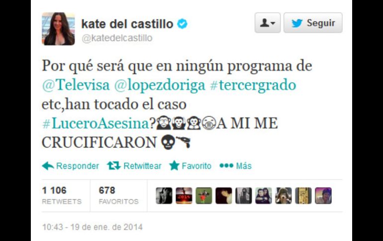 Kate expresa su 'duda' a través de su cuenta de twitter. ESPECIAL /